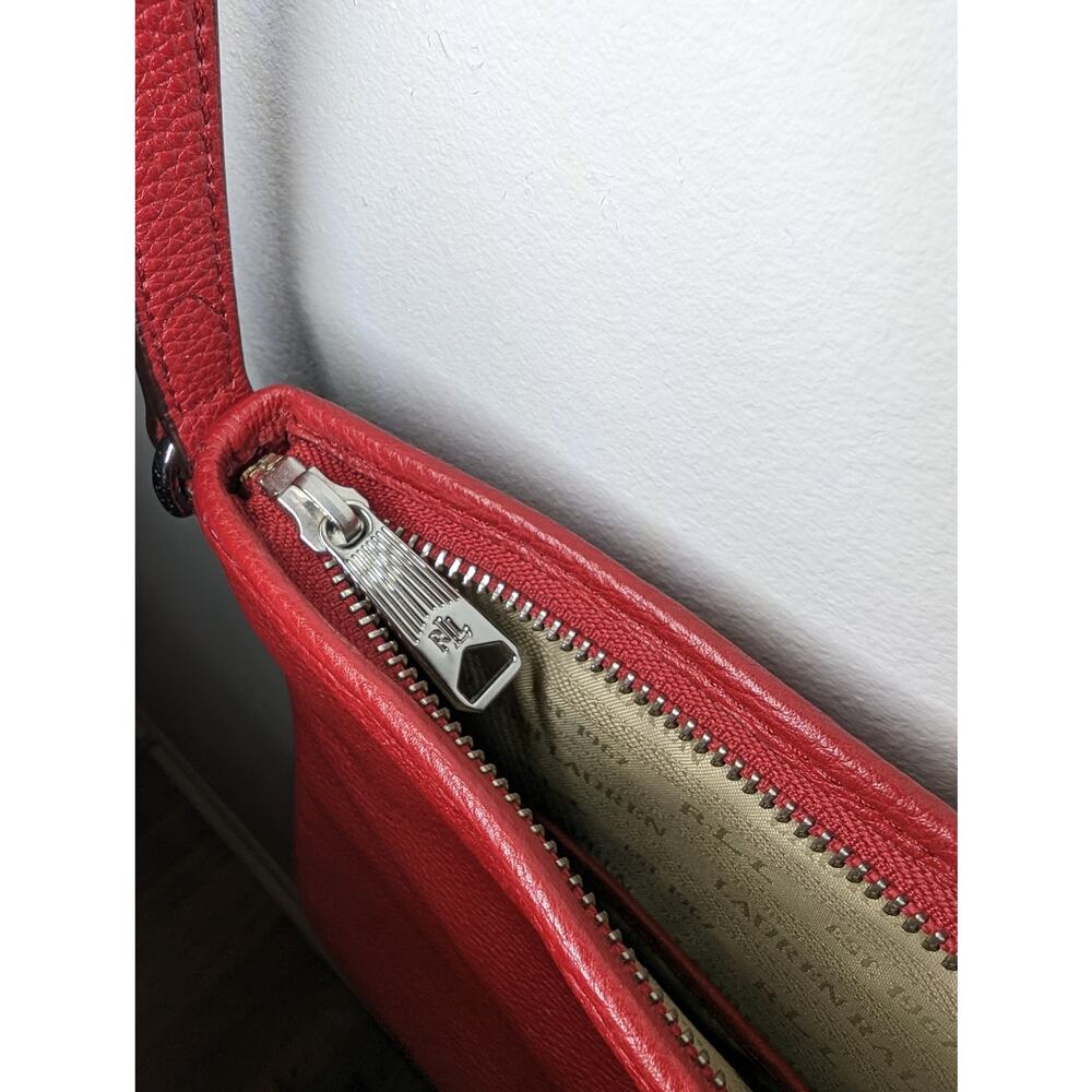 Lauren by Ralph Lauren Red Leather Crossbody Purse - Picture 5 of 7